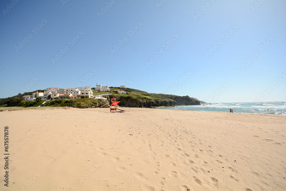 Fototapeta premium Praia de Odeceixe, West Coast Beach + Village, Algarve Portugal