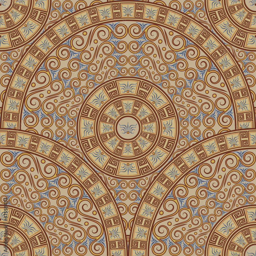 Seamless background of patterns ornament the Greek style.