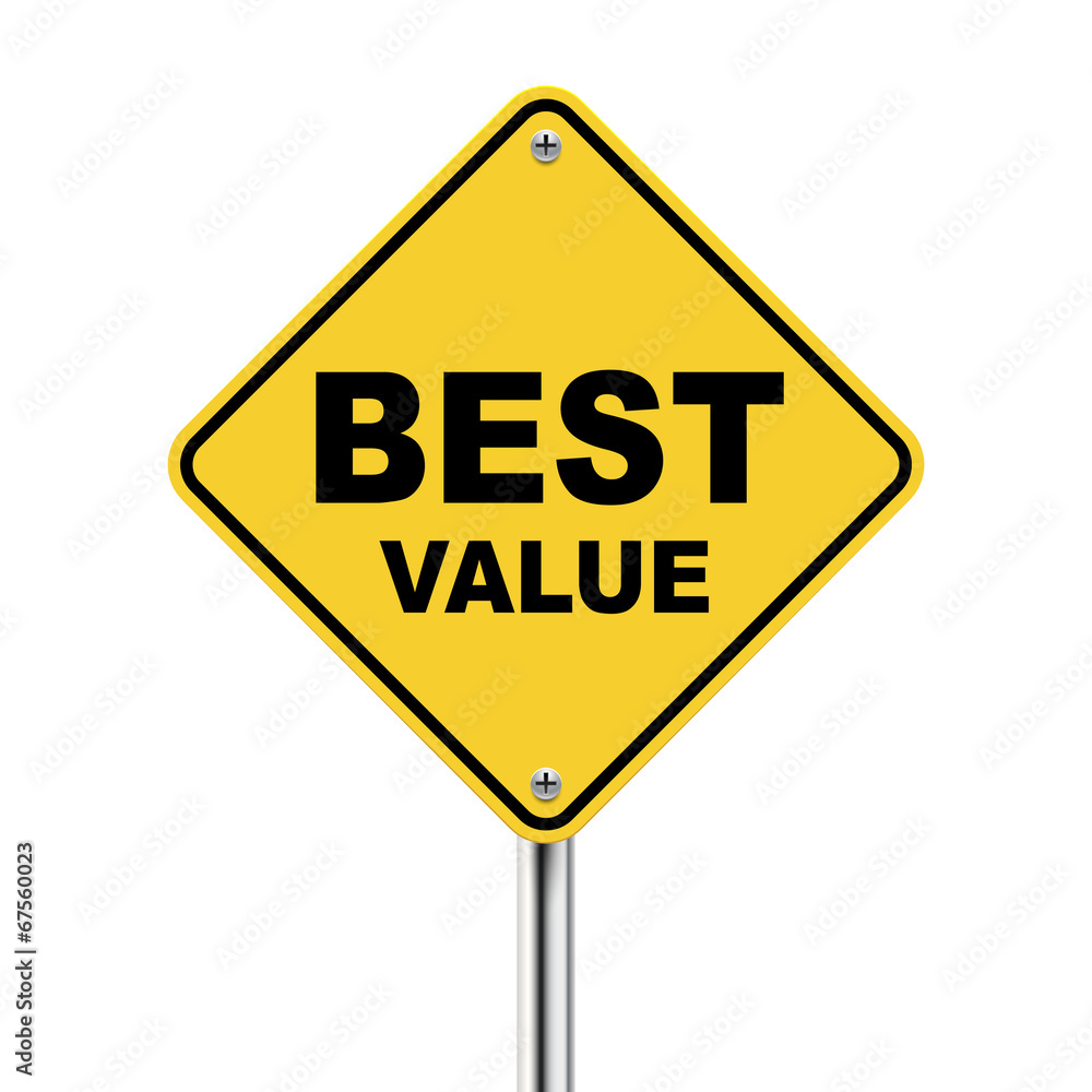 3d illustration of yellow roadsign of best value 3d illustration of yellow roadsign of best value
