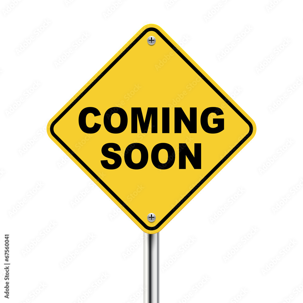 3d illustration of road sign of coming soon 3d illustration of road sign of coming soon