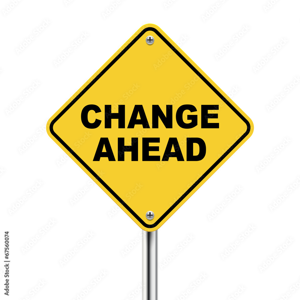3d illustration of yellow roadsign of change ahead 3d illustration of yellow roadsign of change ahead