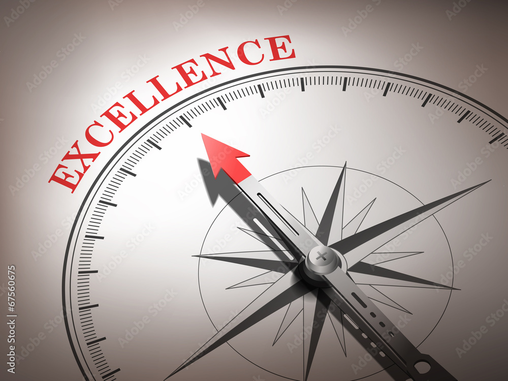 abstract compass with needle pointing the word excellence abstract compass with needle pointing the word excellence