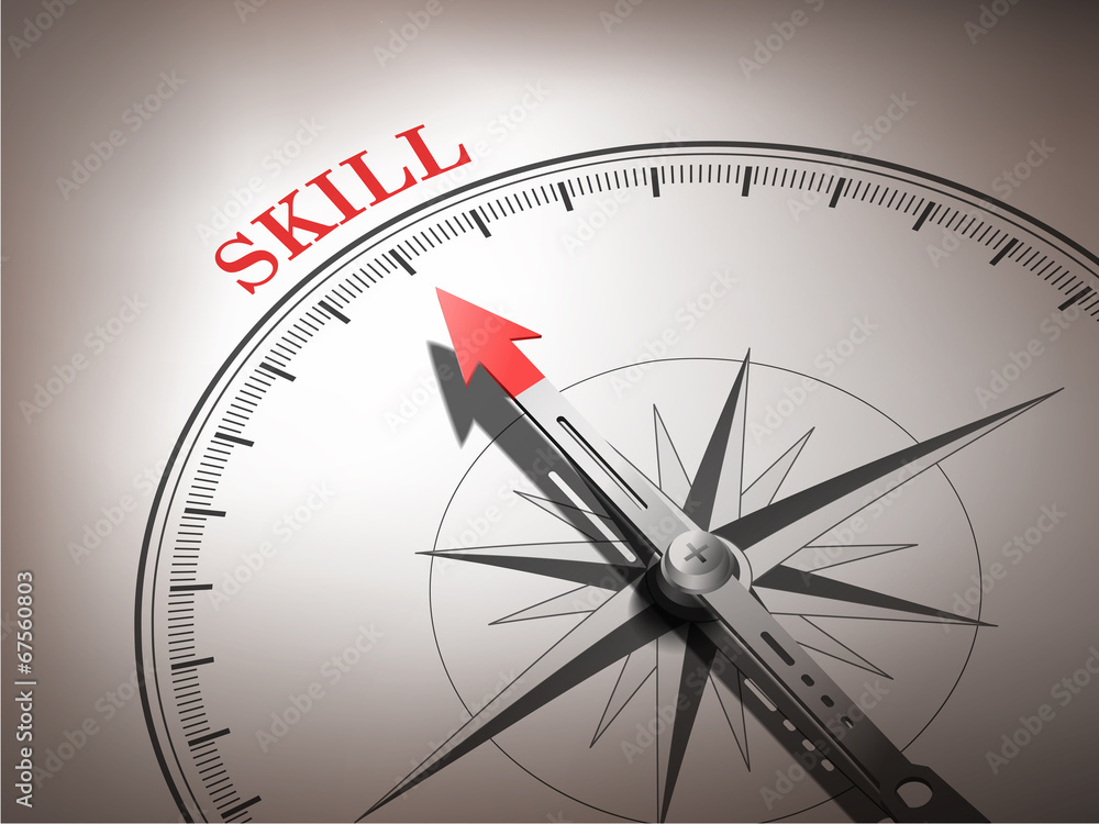 abstract compass needle pointing the word skill abstract compass needle pointing the word skill