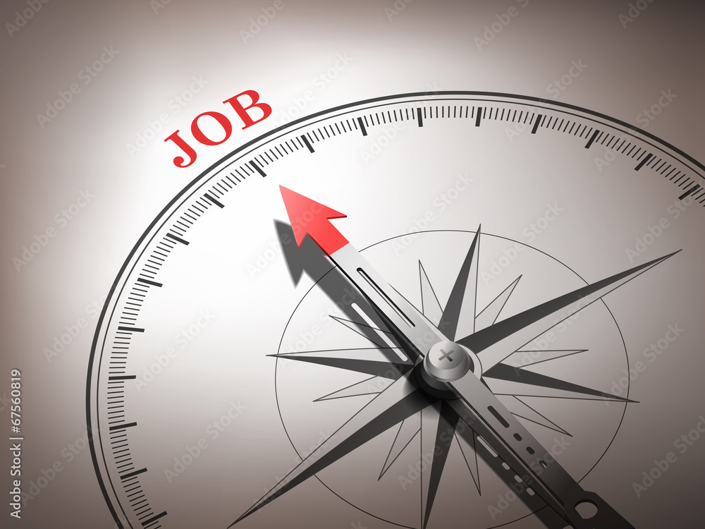 abstract compass needle pointing the word job abstract compass needle pointing the word job