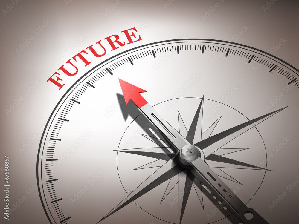 abstract compass needle pointing the word future abstract compass needle pointing the word future