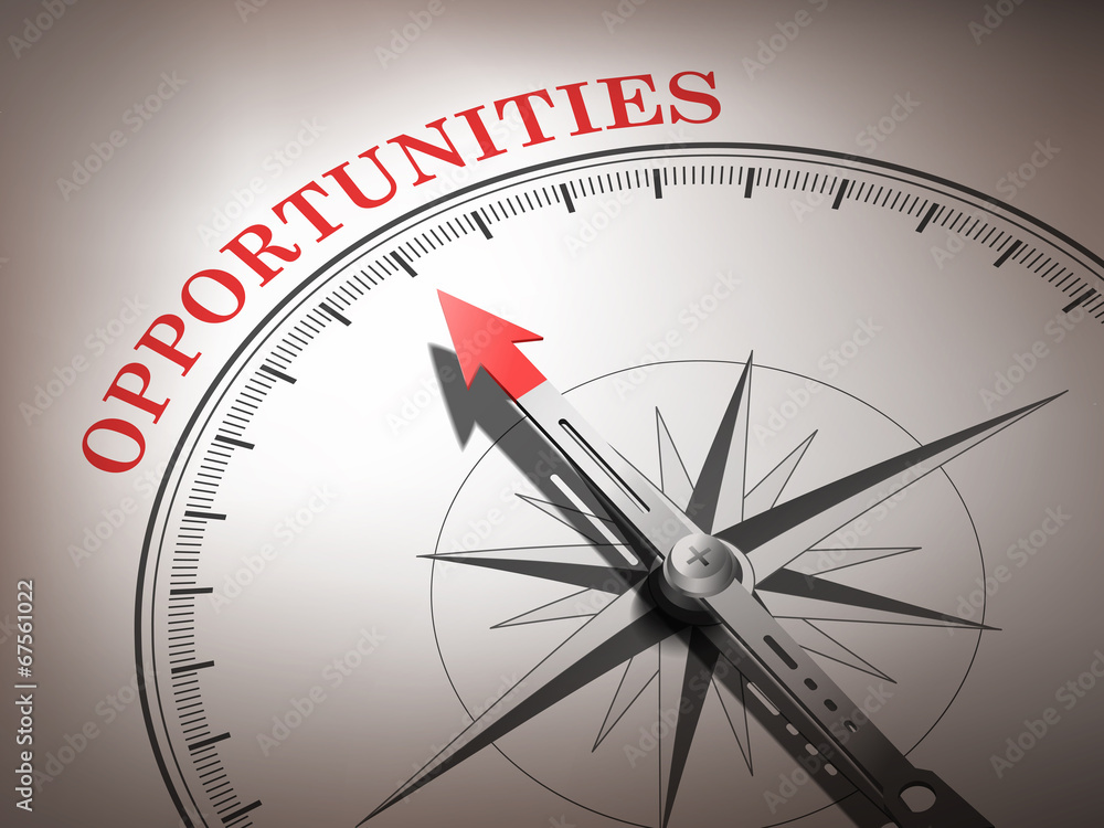 abstract compass needle pointing the word opportunities abstract compass needle pointing the word opportunities