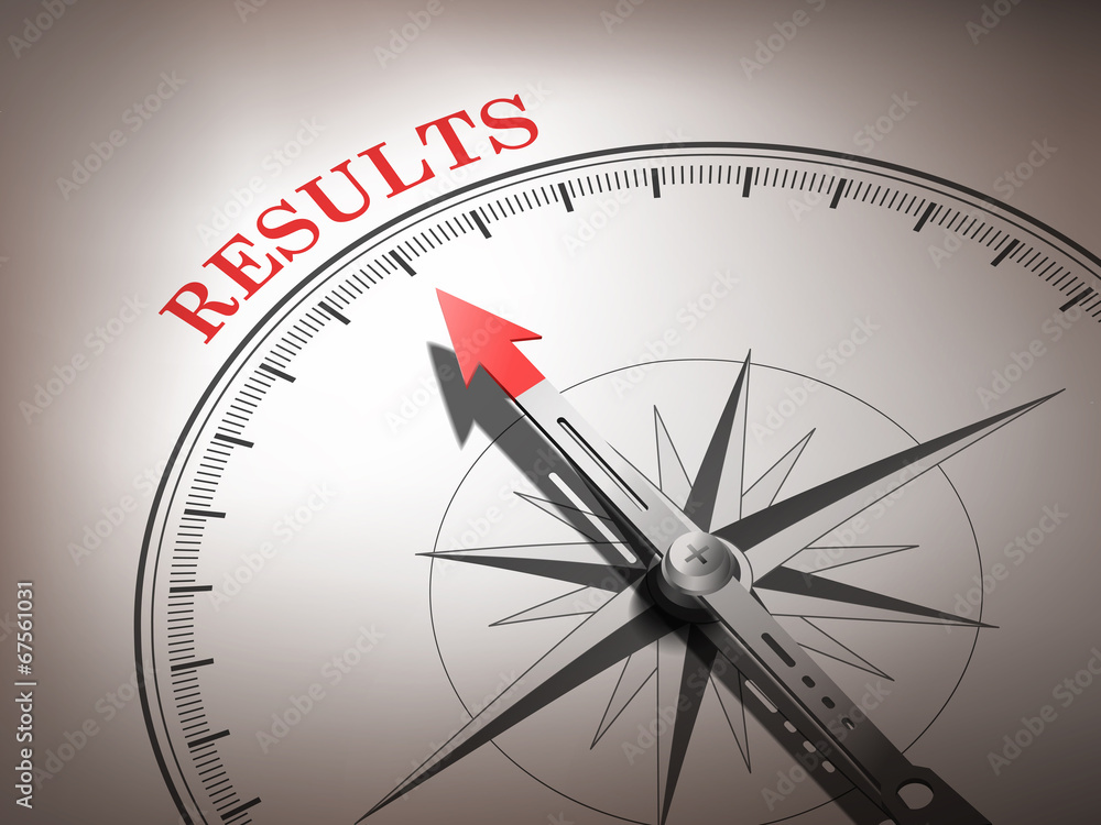 abstract compass needle pointing the word results abstract compass needle pointing the word results