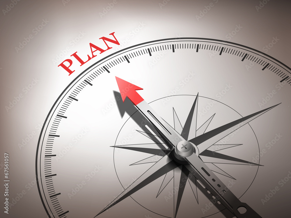 abstract compass needle pointing the word plan abstract compass needle pointing the word plan