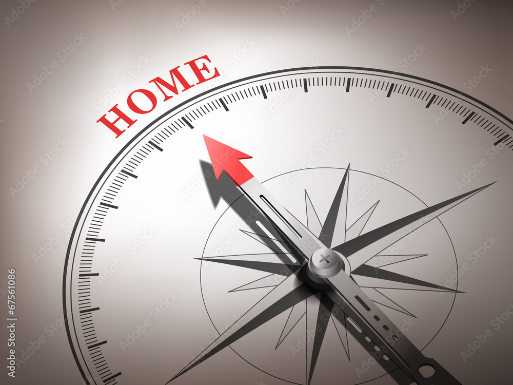 abstract compass needle pointing the word home abstract compass needle pointing the word home