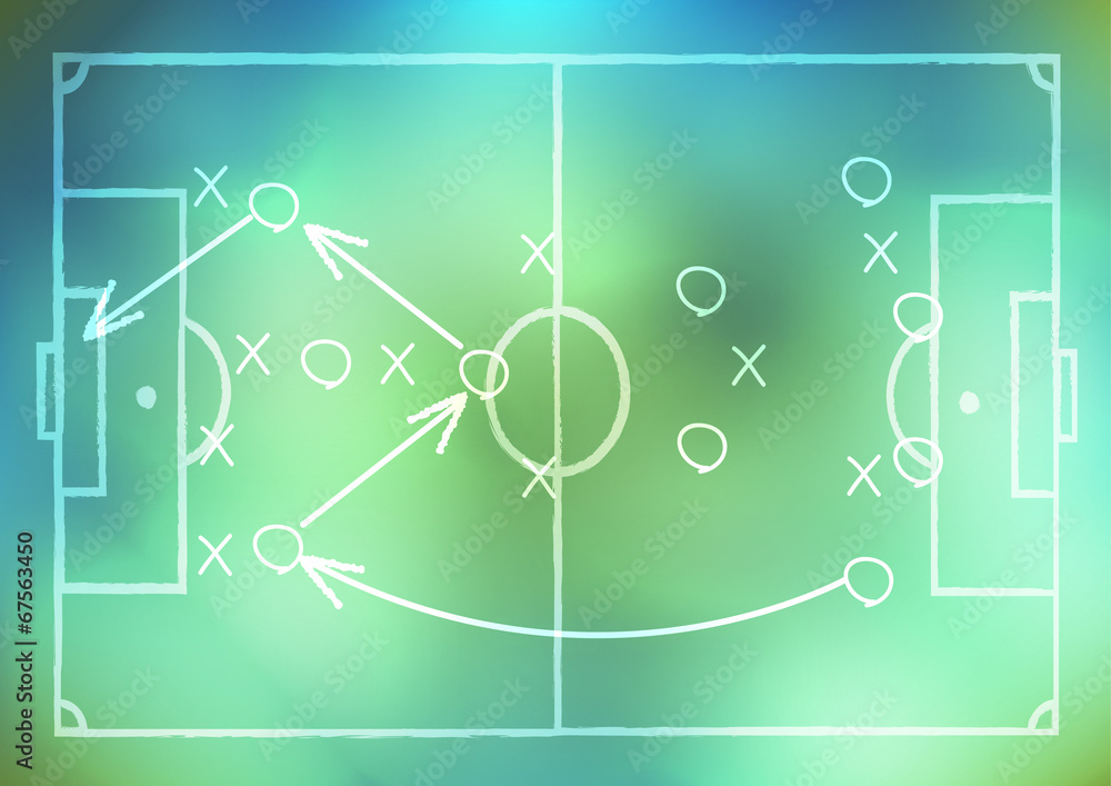 drawing a soccer game strategy on background drawing a soccer game strategy on background