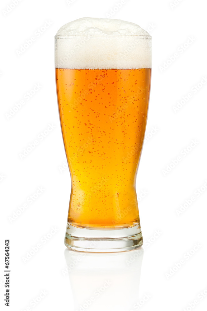 Glass of fresh beer isolated on white background Glass of fresh beer isolated on white background