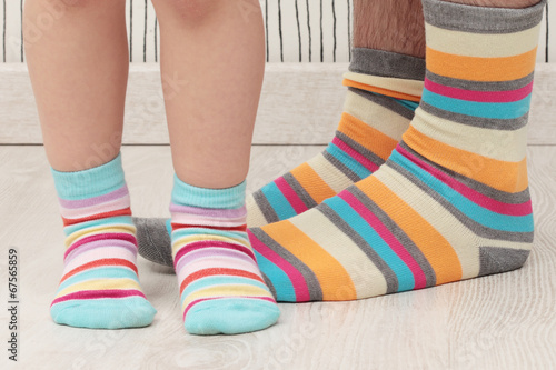 father and son in socks