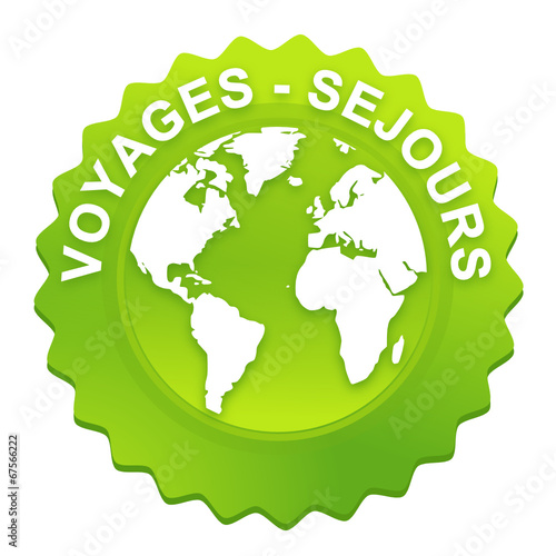 voyages séjours sur bouton web denté vert