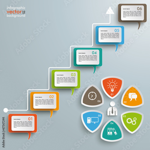 Colored Speech Bubble Steps Timeline