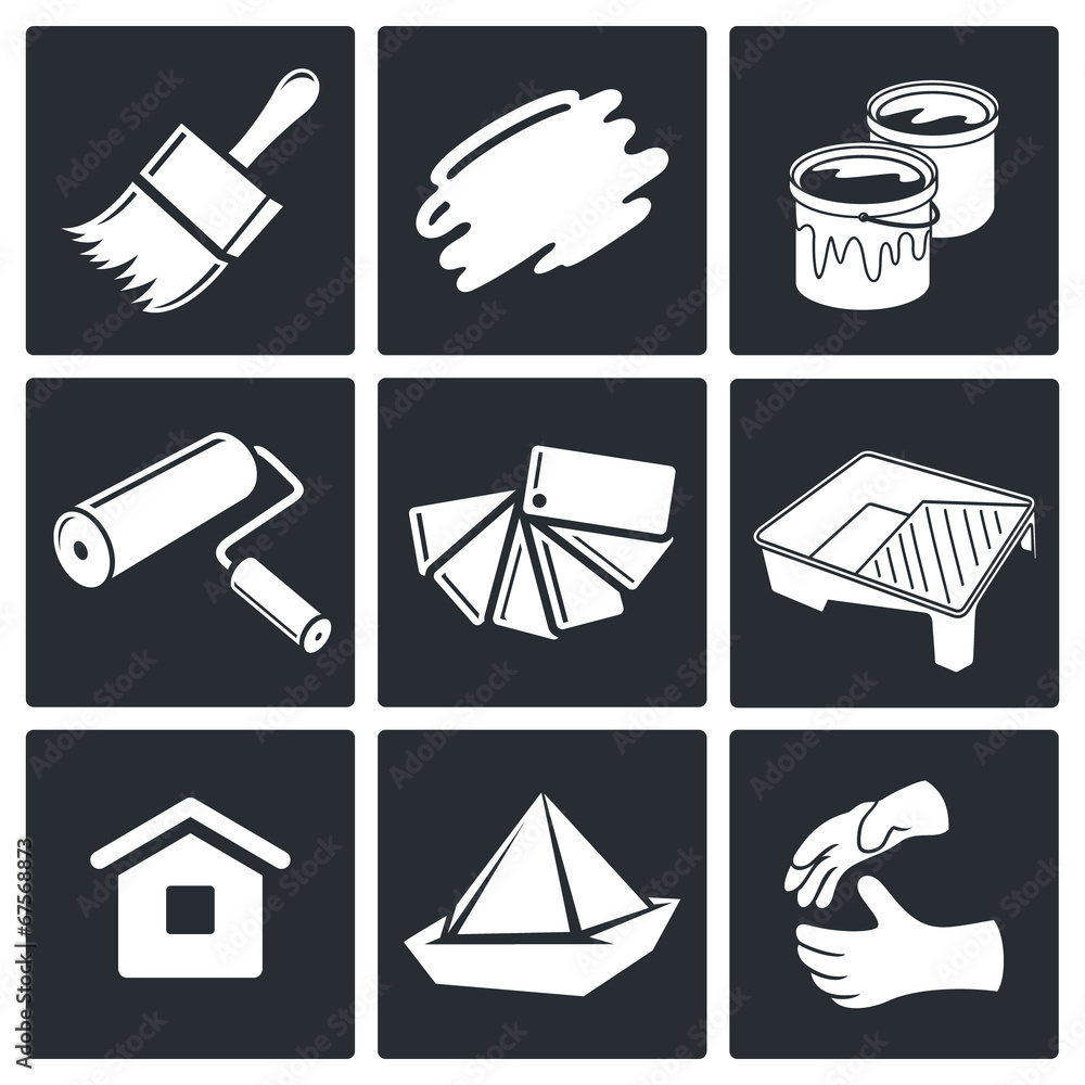 Obraz premium Painting work icon set
