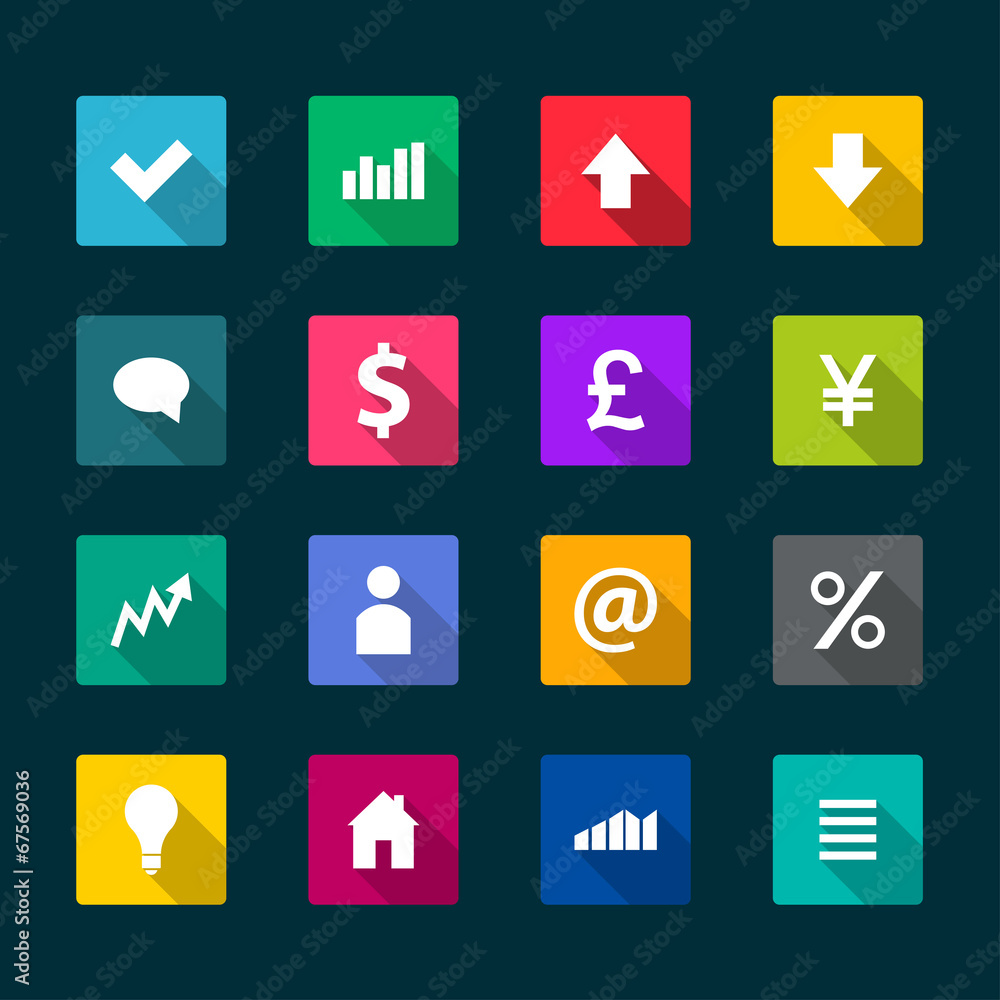 Set of business flat icons, vector illustration