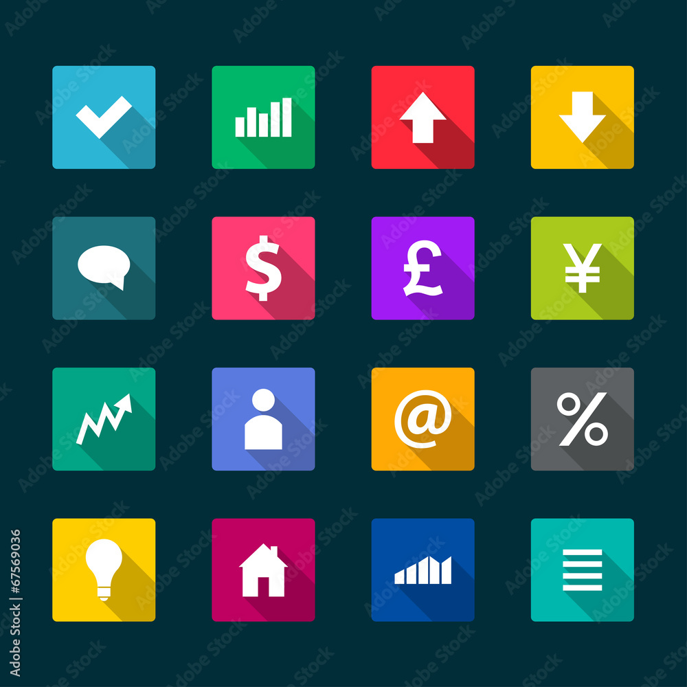 Set of business flat icons, vector illustration Set of business flat icons, vector illustration