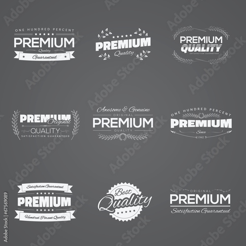 Vintage premium quality stickers and elements black vector set
