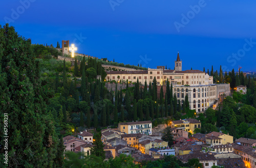 Night aerial view of Verona. Italy