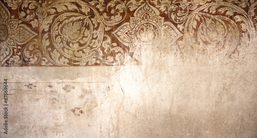 Obraz premium antique wall design thai temple, background