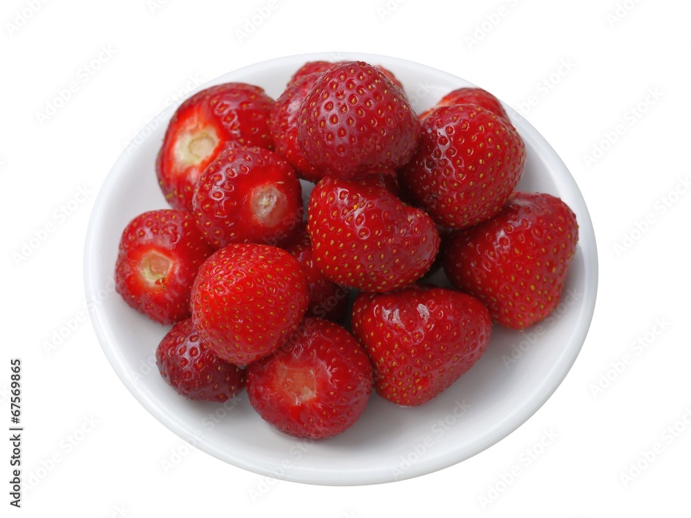 Fresh tasty strawberries on dessert plate isolated on white Fresh tasty strawberries on dessert plate isolated on white