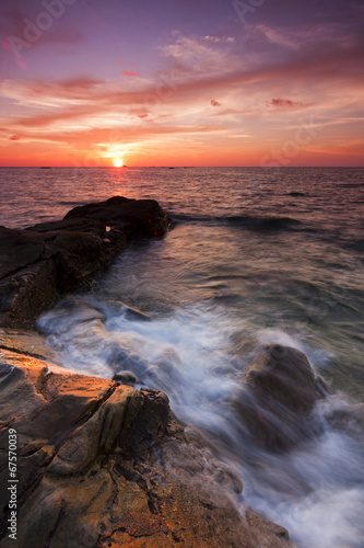 Dramatic seascape at sunset in Kudat  Sabah  East Malaysia