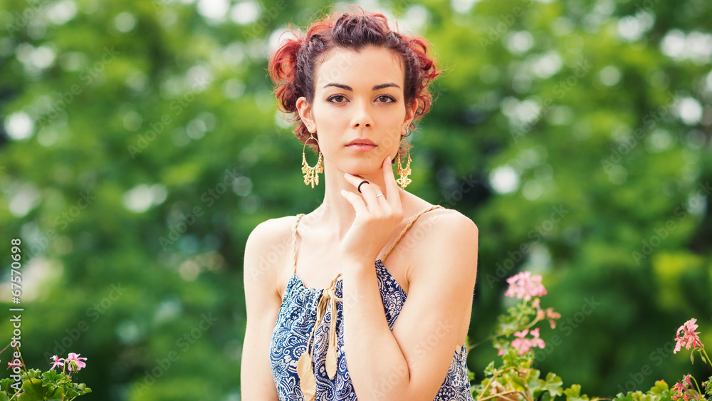 Sensual young woman portrait outdoors in the park. Sensual young woman portrait outdoors in the park.