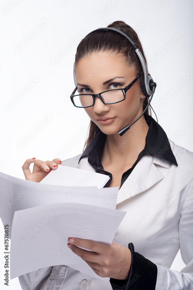 Portrait of a woman reads the document Portrait of a woman reads the document