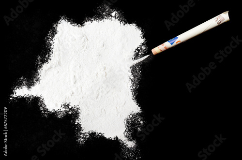Powder drug like cocaine in the shape of Democratic Republic of