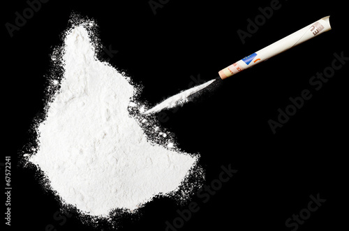 Powder drug like cocaine in the shape of Ethiopia.(series)