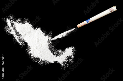 Powder drug like cocaine in the shape of Mexico.(series)