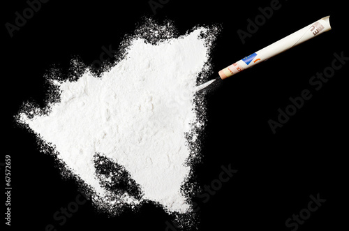 Powder drug like cocaine in the shape of Nicaragua.(series)