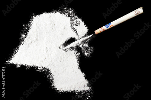 Powder drug like cocaine in the shape of Kuwait.(series)