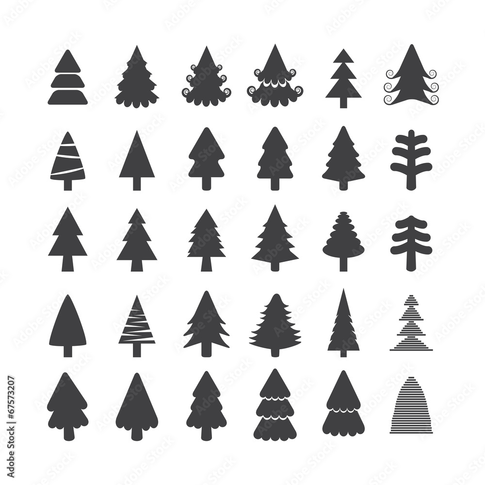 christmas tree icon set, vector eps10 christmas tree icon set, vector eps10