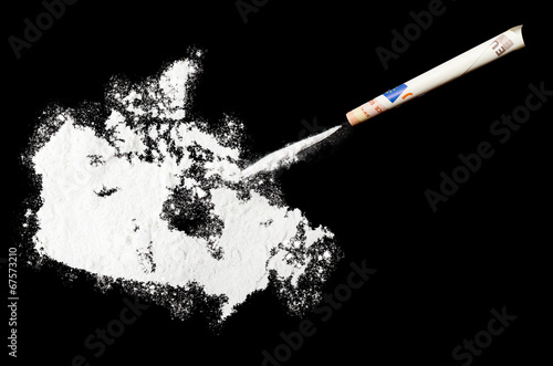 Powder drug like cocaine in the shape of Canada.(series)