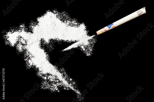 Powder drug like cocaine in the shape of Croatia.(series)