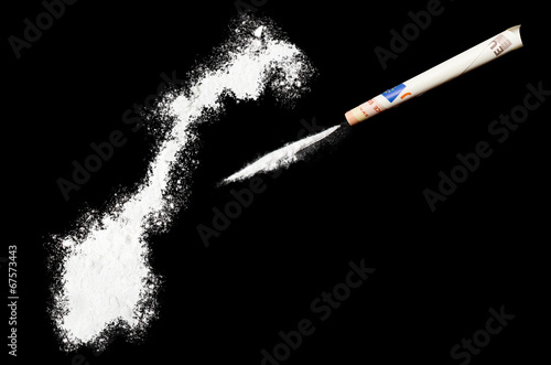 Powder drug like cocaine in the shape of Norway.(series)