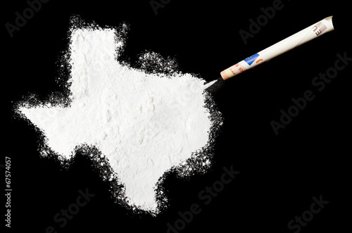 Powder drug like cocaine in the shape of Texas.(series)