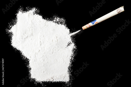 Powder drug like cocaine in the shape of Wisconsin.(series)