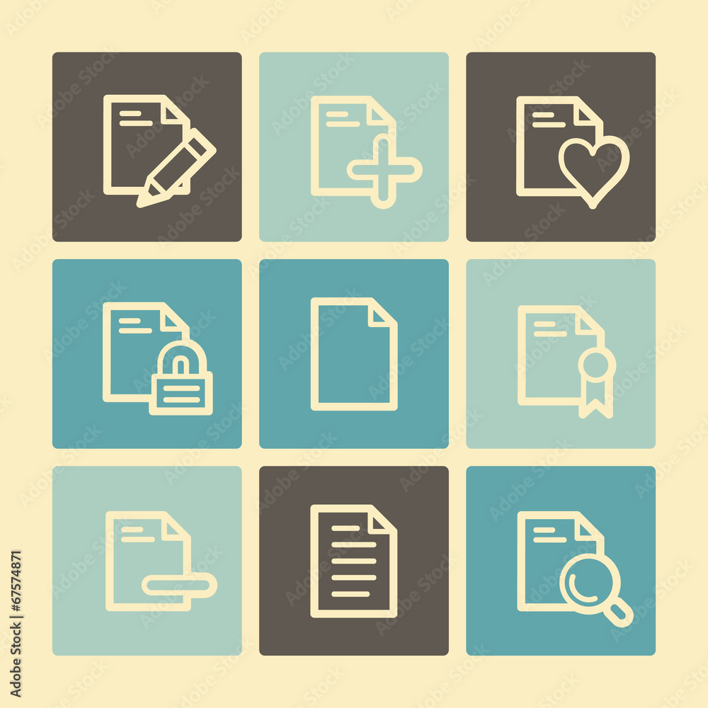 Document web icons, buttons set Document web icons, buttons set