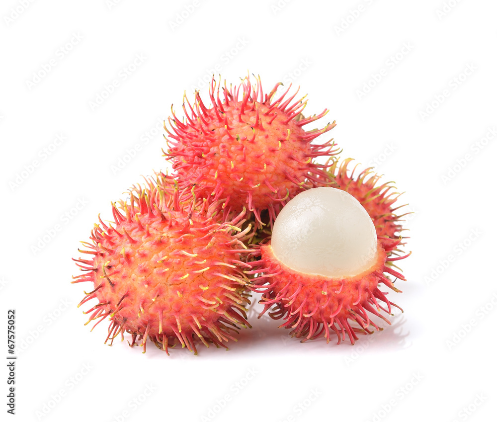 Fresh rambutan sweet delicious fruit isolated on white backgrou Fresh rambutan sweet delicious fruit isolated on white backgrou