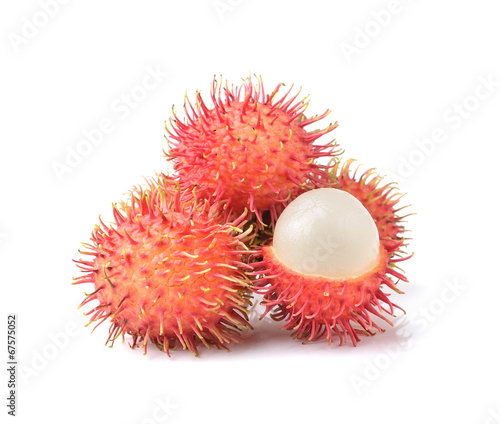 Fresh rambutan sweet delicious fruit isolated on white backgrou