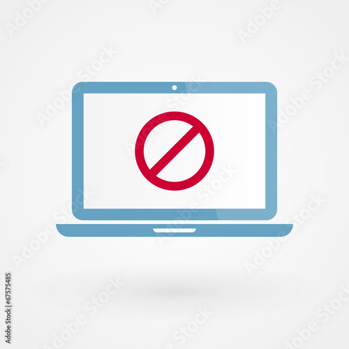 Laptop and forbidden icon