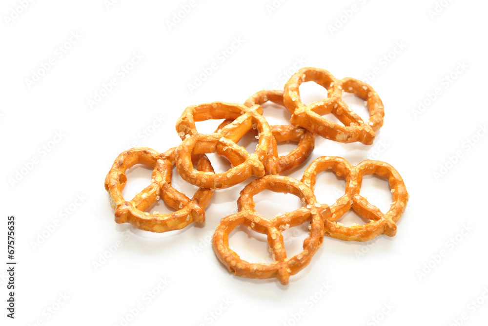 Six Pretzels Isolated Over a White Background Six Pretzels Isolated Over a White Background
