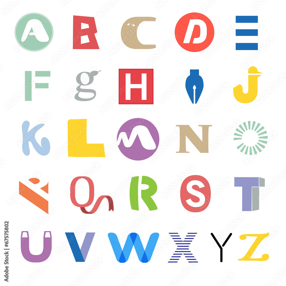 Funky mixed set of different letters Stock Vector | Adobe Stock