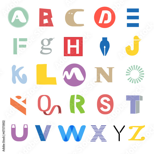 Funky mixed alphabet - set of different letters