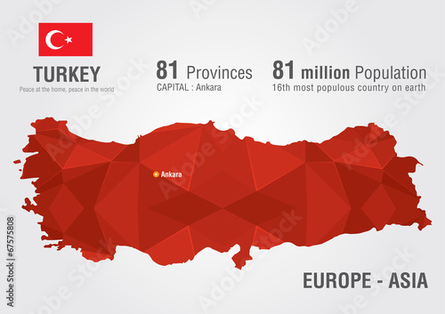 Turkey world map with a pixel diamond texture.