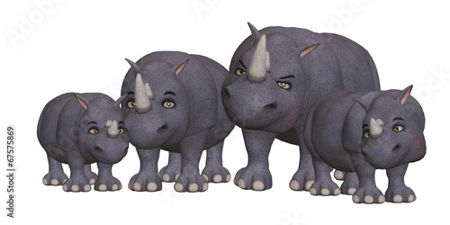 Cartoon rhino family © umnola