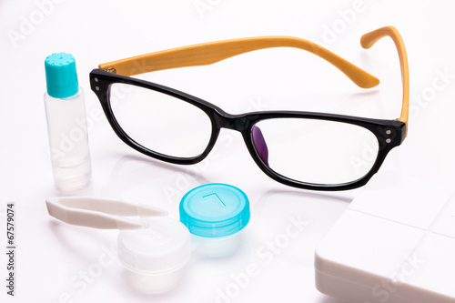 eyeglasses and contact lens care