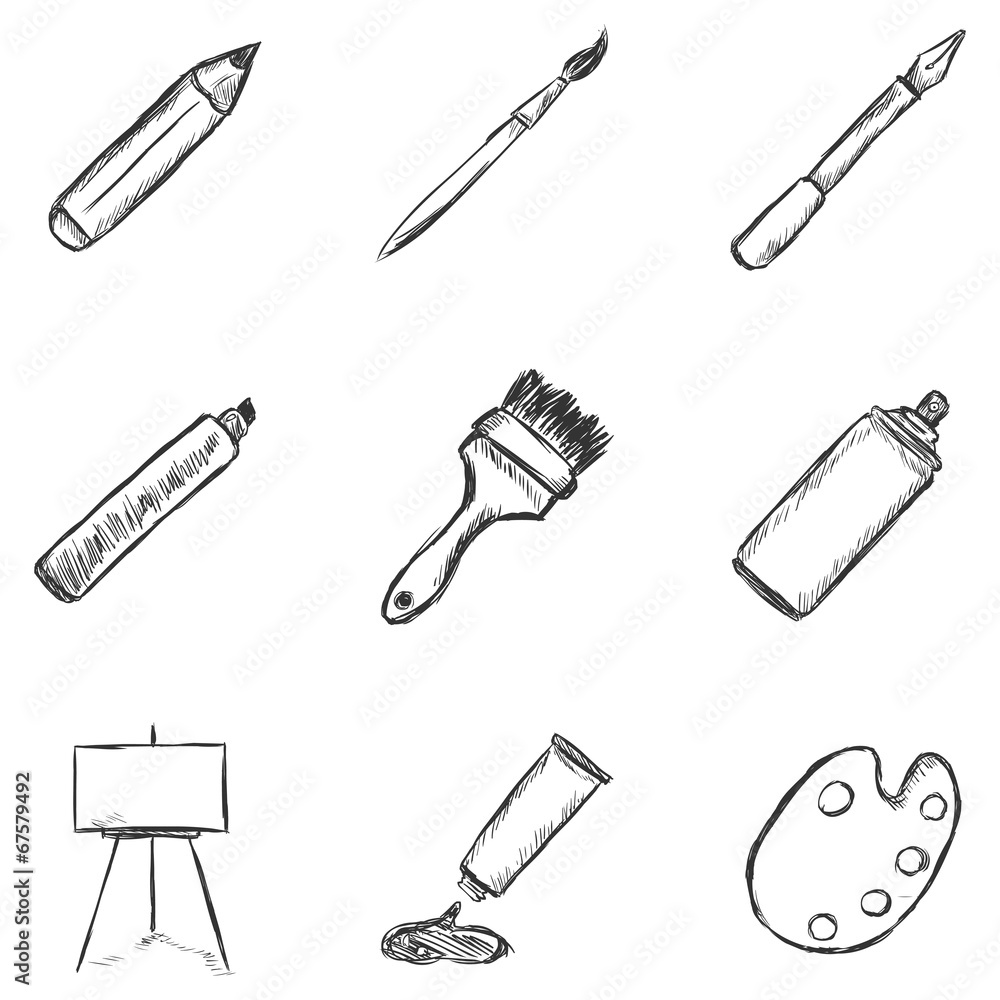 Vector Set of Sketch Drawing Icons Vector Set of Sketch Drawing Icons